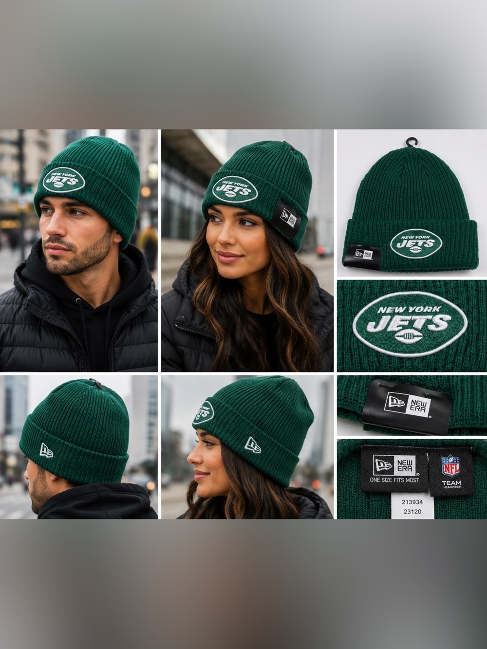 New Era New York Jets NFL Green Ribbed Knit Cuffed Beanie Hat One Size Unisex